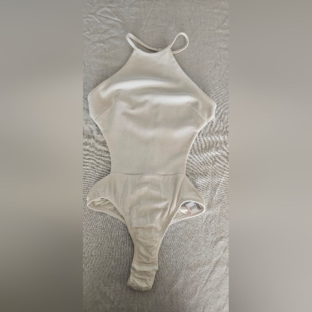 White Bodysuit- Zipper Back Size 8 Womens By Nicole X Misguided